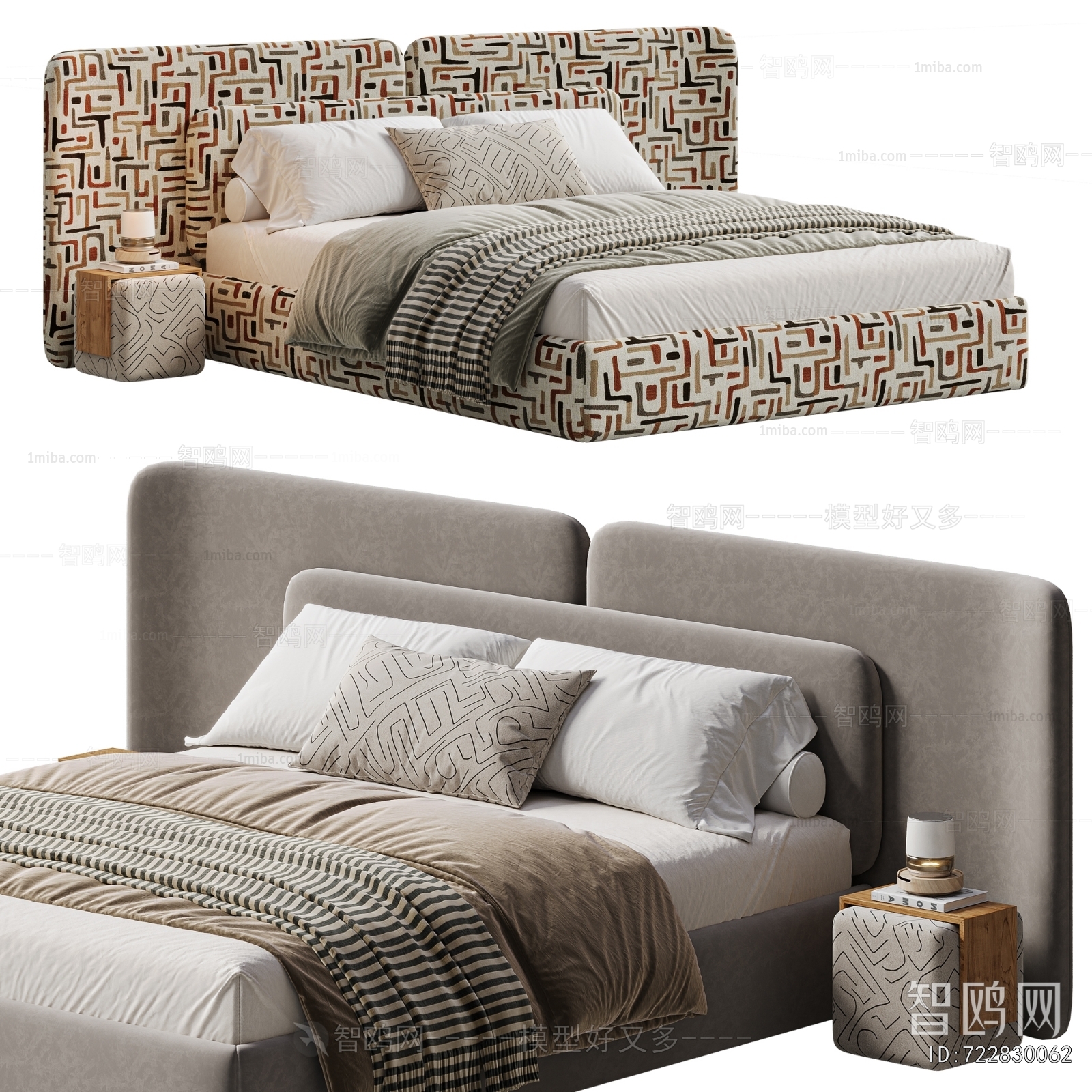 Plastic Rough Design Modern Double Bed sketchup Model Download - Model ID.722830062 | 1miba