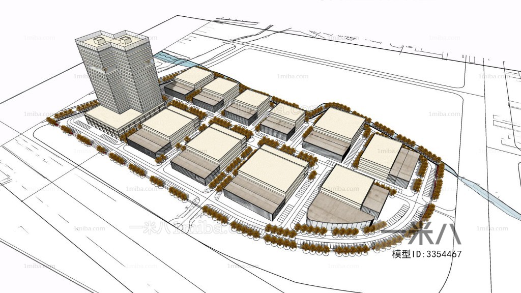 Modern Architectural Bird's-eye View Planning