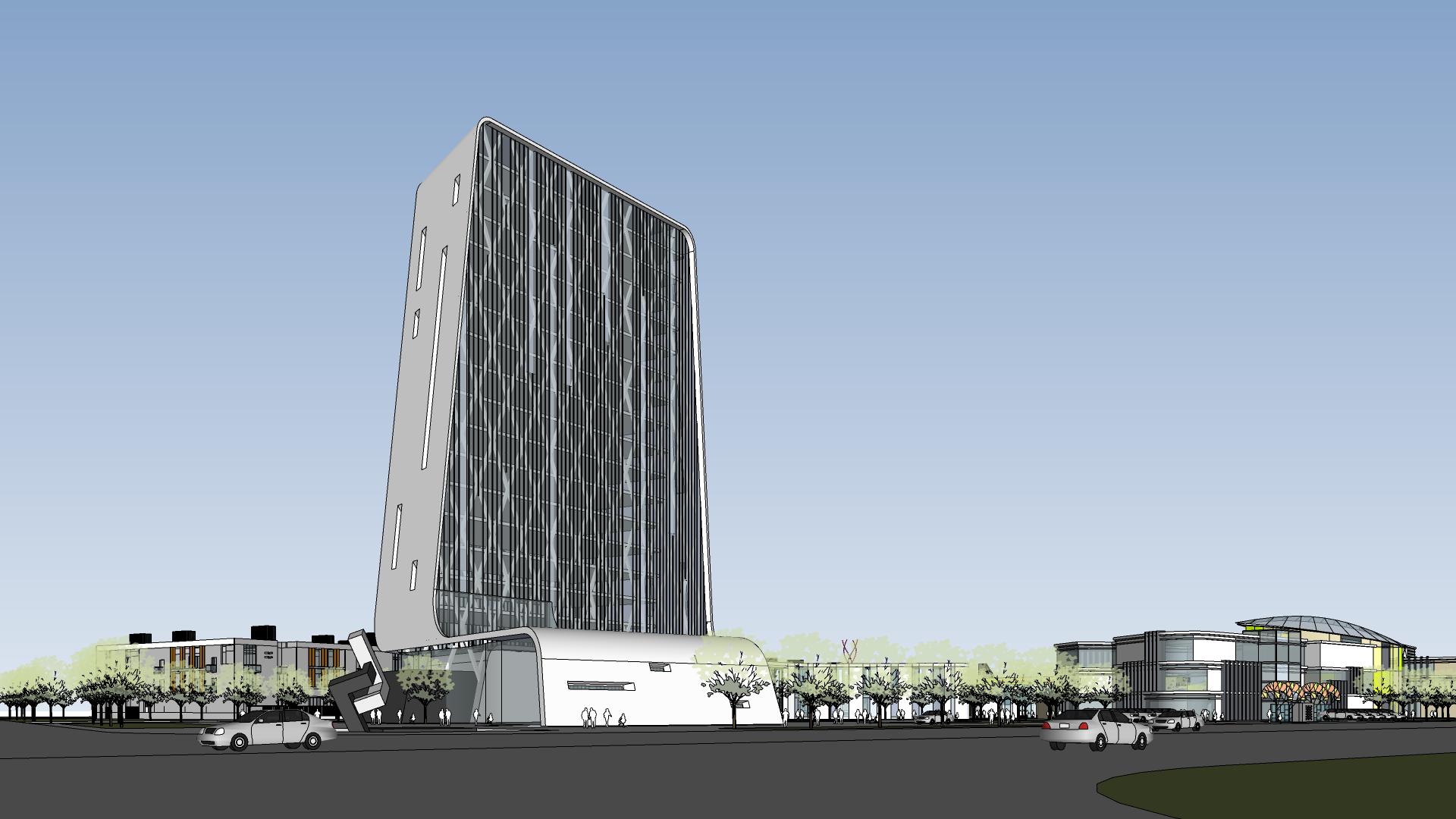 现代高层建筑外观-3395893