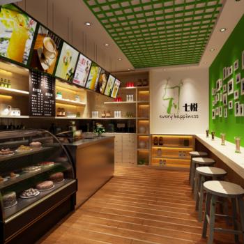 现代奶茶店面包蛋糕店-模型ID【12385】