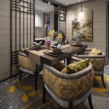 新中式餐厅餐桌椅-模型ID【17799】