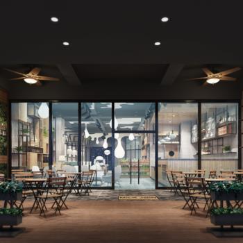 现代奶茶店门面门头-模型ID【28577】
