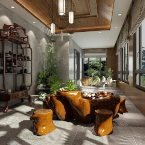 中式阳台品茶区-模型ID【36067】