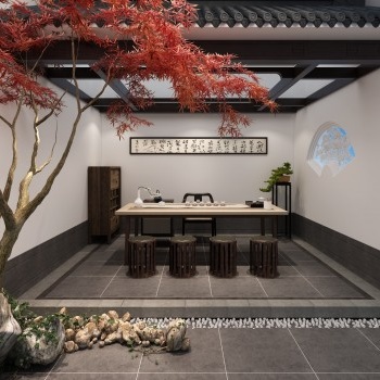 新中式茶室阳台-模型ID【77636】
