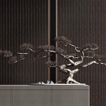 新中式花艺迎客松北京天悦壹号售楼处服务台-模型ID【85245】