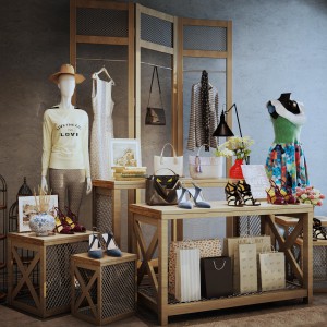 现代商展柜架服装店服饰-模型ID【87286】