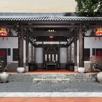 中式祠堂庭院/景观-模型ID【87504】
