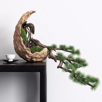 新中式盆景绿植盆栽-模型ID【92510】