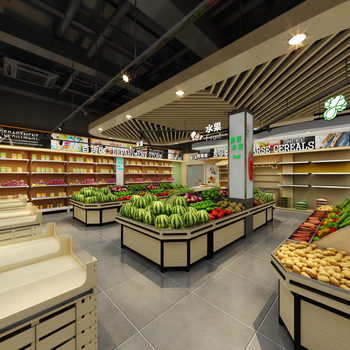 全景-上上佳现代食品水果超市-模型ID【98029】
