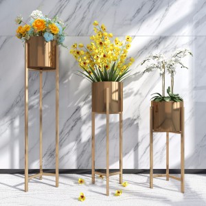 现代金属落地花器盆栽花艺-模型ID【103840】