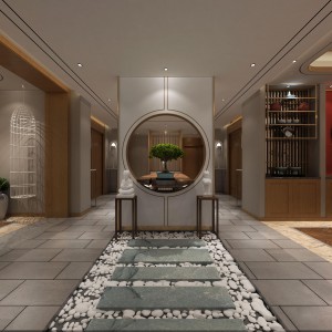 多场景-新中式玄关过道+客厅+餐厅+佛堂-模型ID【127506】