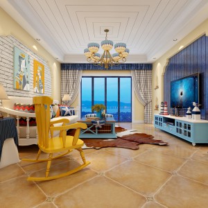 多场景-地中海客厅+餐厅-模型ID【132184】