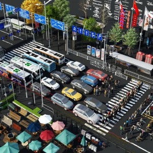 现代汽车人物道路设施路灯-模型ID【132512】