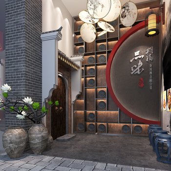 新中式客栈餐厅-模型ID【137539】