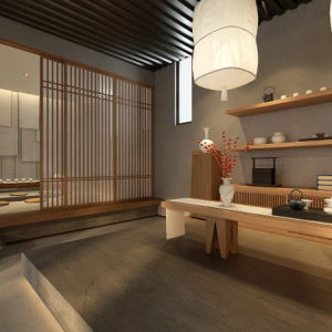 多全景-新中式会所品茶区+会客厅+办公区-模型ID【138060】