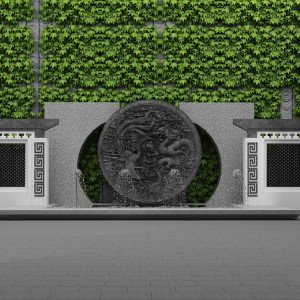 新中式植物墙喷泉牌坊-模型ID【145455】