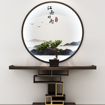 新中式端景台挂画-模型ID【147588】