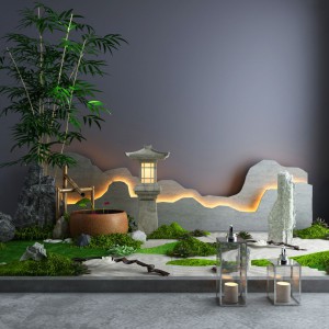 新中式绿植石头景观-模型ID【148658】
