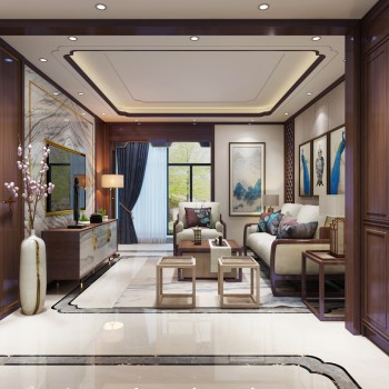 New Chinese Style A Living Room-ID:913906685