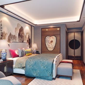 New Chinese Style Bedroom-ID:237132621