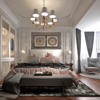 Simple European Style Bedroom-ID:989697324