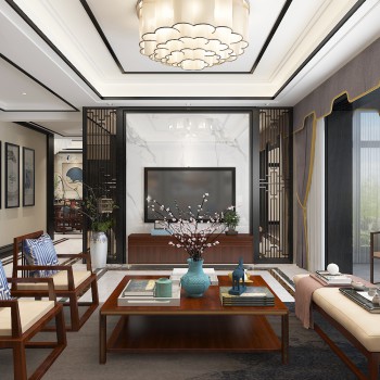 New Chinese Style A Living Room-ID:219908388