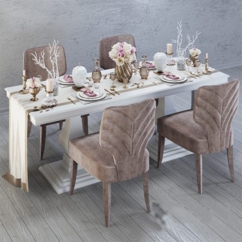 Post Modern Style Dining Table And Chairs-ID:296284621