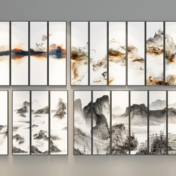 新中式山水挂画-模型ID【186719】