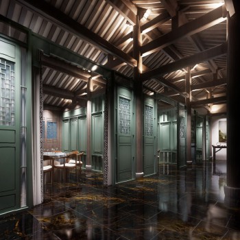新中式餐厅包间走廊-模型ID【188443】