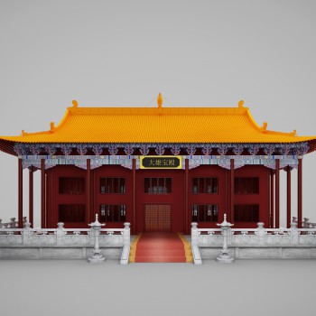 中国古建筑寺庙 大雄宝殿-模型ID【214698】