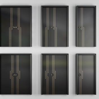 后现代轻奢房实木门-模型id【214767】