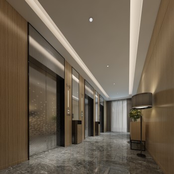 现代酒店走廊电梯厅-模型ID【230262】