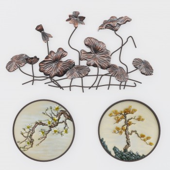 新中式墙面挂画荷花挂画-模型ID【234378】