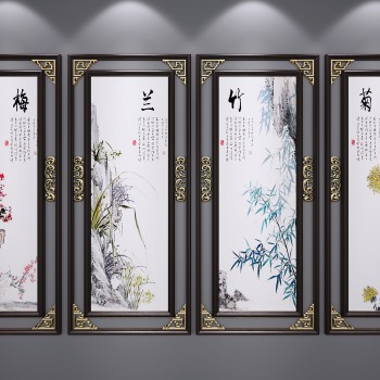 新中式挂画-模型ID【238214】