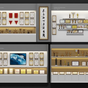 现代奖杯奖牌展示办公用品-模型ID【238544】