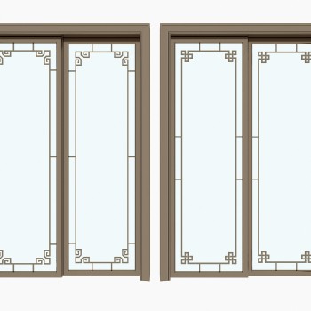 新中式玻璃推拉门组合-模型ID【322273】