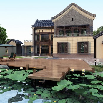 中式别墅外观庭院/景观-模型ID【335499】