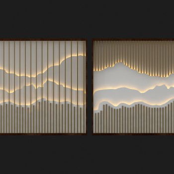 新中式山水背景墙-模型ID【335607】