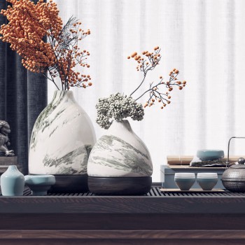 新中式花艺茶具摆件-模型ID【336184】