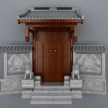 中式古代庭院大门门头-模型ID【371381】