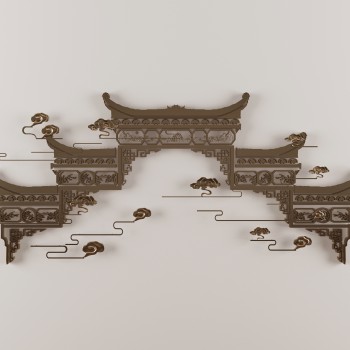 新中式金属镂空墙饰挂件-模型ID【423027】