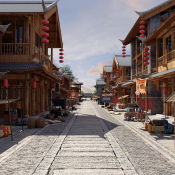 中式古建筑街道-模型ID【491839】
