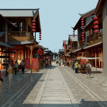 中式古建筑街道-模型ID【491557】