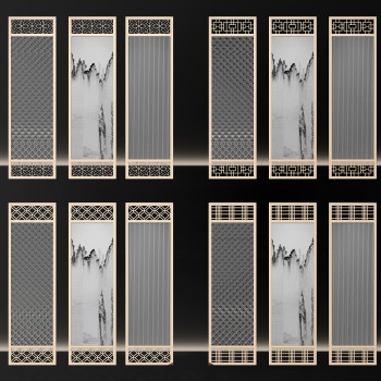 新中式屏风隔断-模型ID【496561】