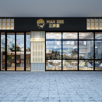 多场景-现代咖啡店门面门头+咖啡厅-模型ID【501068】