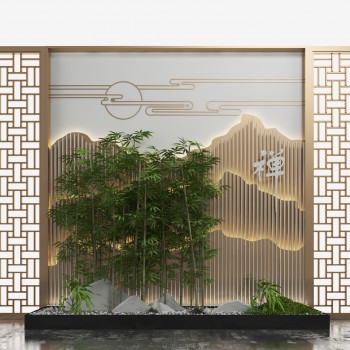新中式竹子假山园艺小品-模型ID【501317】