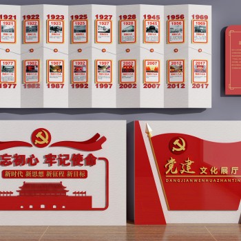 现代党建室展厅宣传栏-模型ID【503711】