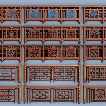 新中式栏杆护栏组合-模型ID【507694】