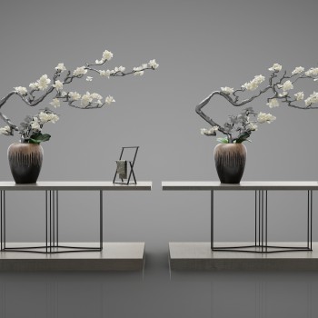 新中式端景台花艺组合-模型ID【508626】