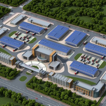 现代工业厂房建筑鸟瞰-模型ID【508796】